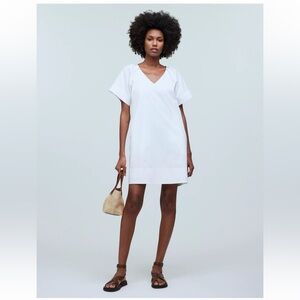 Madewell V-Neck Mini Shirtdress 100% Cotton Lined Pockets short sleeved airy NEW